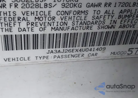 2004 Mitsubishi Lancer Es from USA, damaged, VIN JA3AJ26EX4U041409